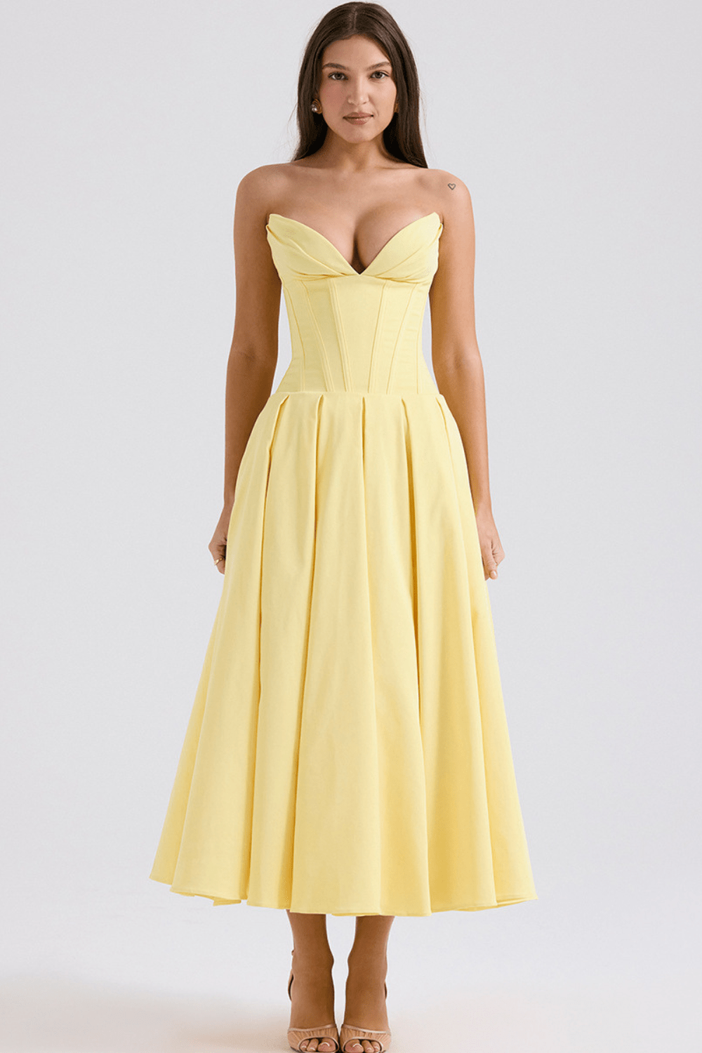 DORTHE | Vestido midi sin tirantes