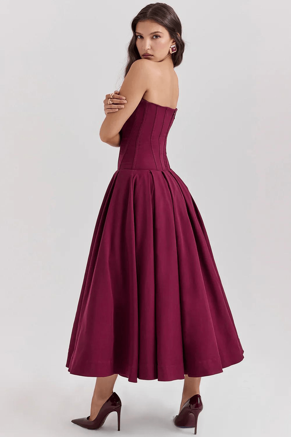 DORTHE | Vestido midi sin tirantes