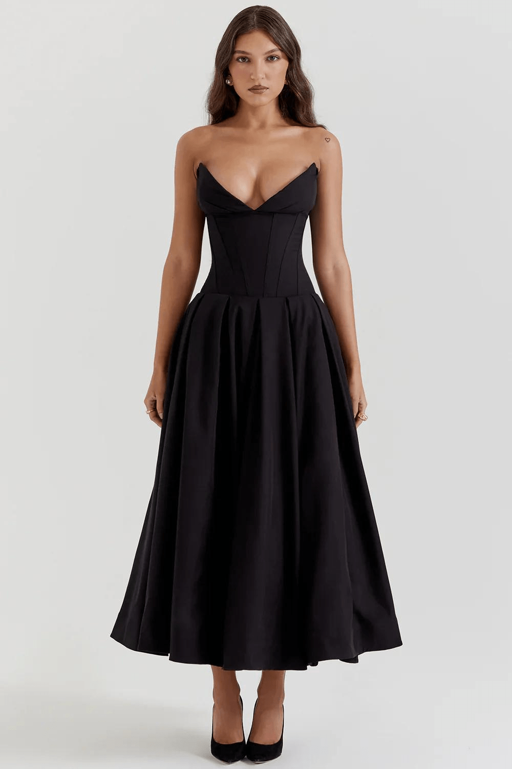 DORTHE | Vestido midi sin tirantes