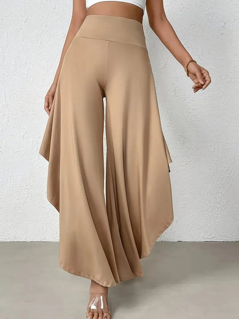 Ingrid - Pantalones de moda con elegantes perneras anchas y dobladillo asimétrico