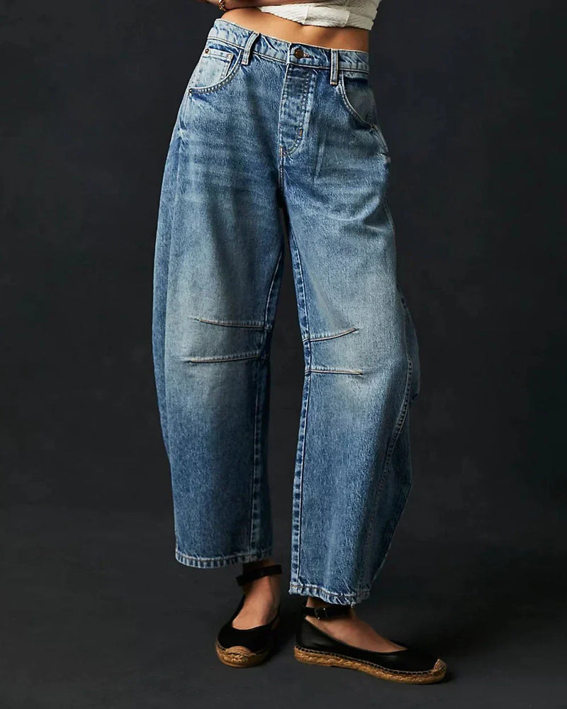 Adeline - Trendikkäät Mid Rise Barrel -farkut naisille