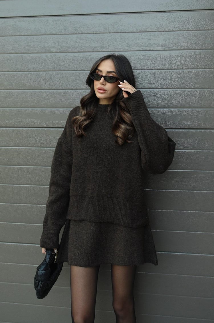 Juliette | Conjunto de falda y jersey de punto