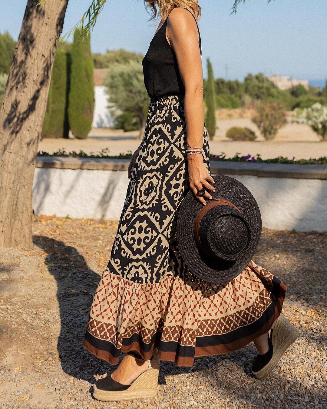 Falda maxi estampada