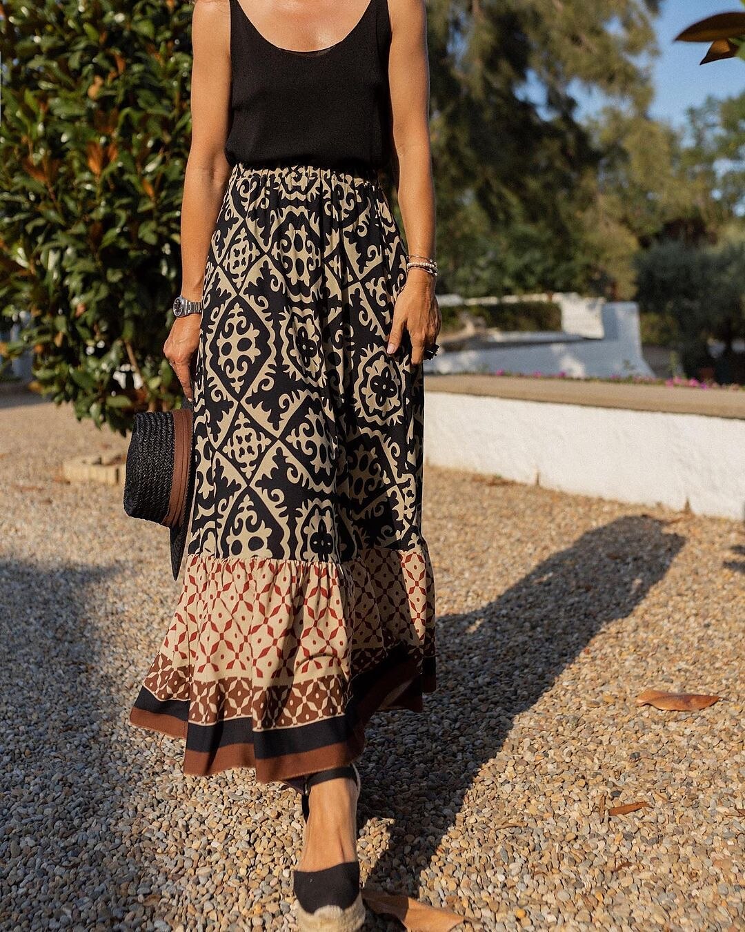 Falda maxi estampada