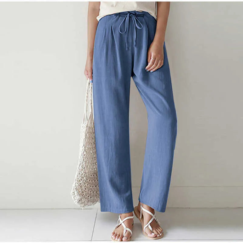 Gretel - Pantalón de pernera ancha y cintura elástica con bolsillo plisado