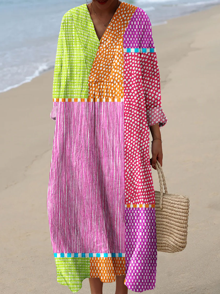 Renata|Vestido con estampado multicolor