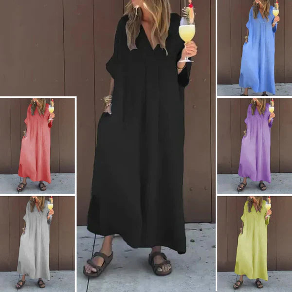 Luna™ | Vestido de mezcla de algodón con cuello en V