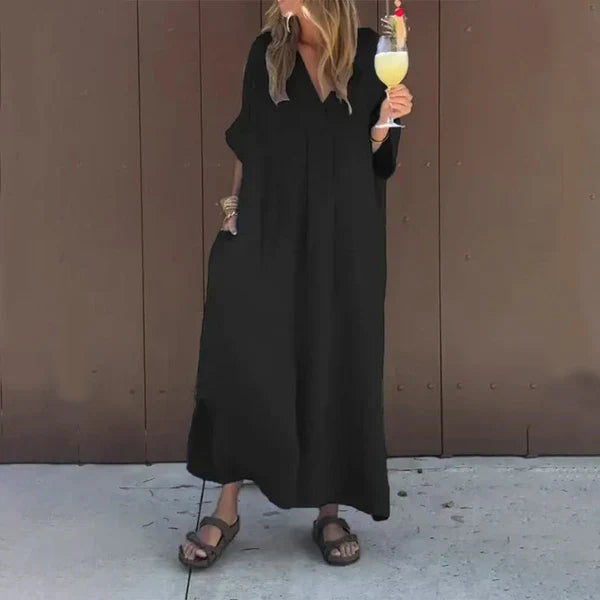 Luna™ | Vestido de mezcla de algodón con cuello en V