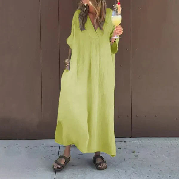 Luna™ | Vestido de mezcla de algodón con cuello en V