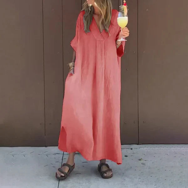 Luna™ | Vestido de mezcla de algodón con cuello en V