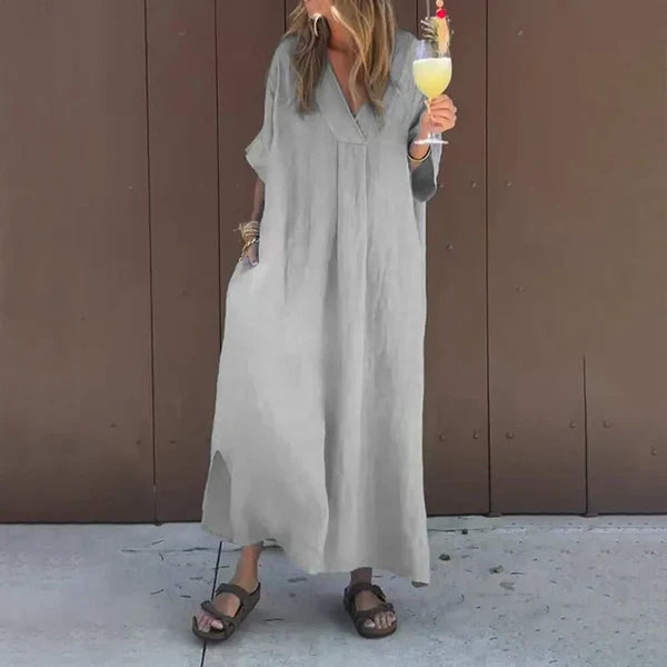 Luna™ | Vestido de mezcla de algodón con cuello en V