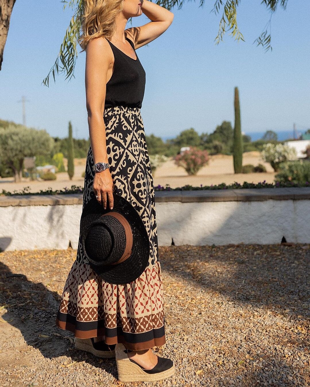 Falda maxi estampada