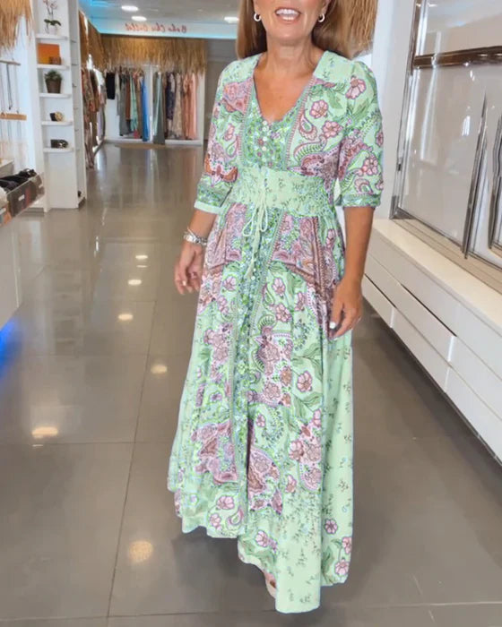 Vestido fiesta Naiara con escote en V