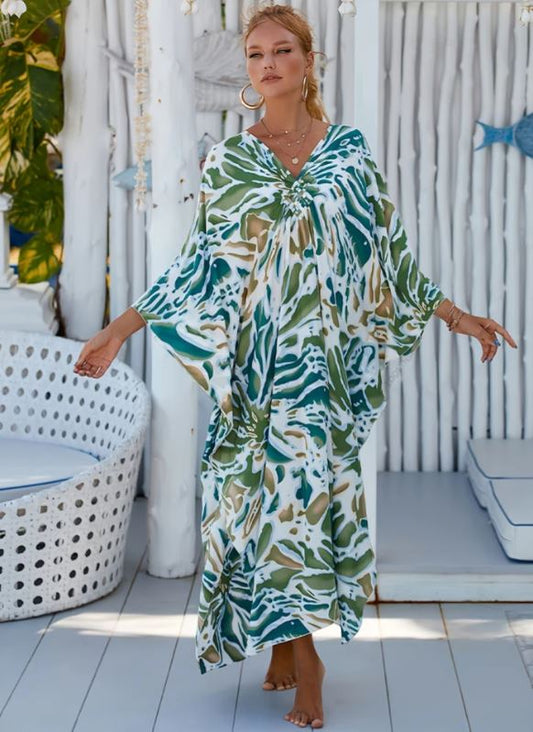 Vestido tropical de fibra de bambú