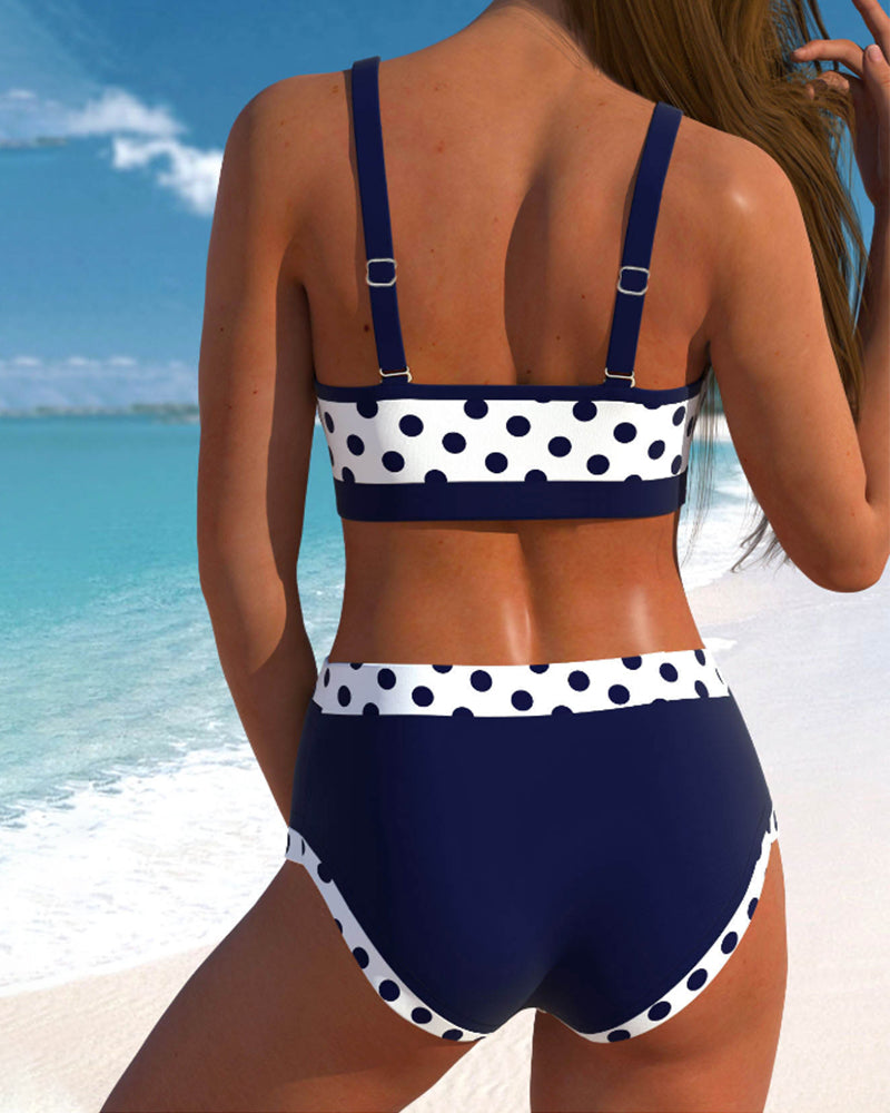 Hannah | Bikini de patchwork con cintura alta y guisantes