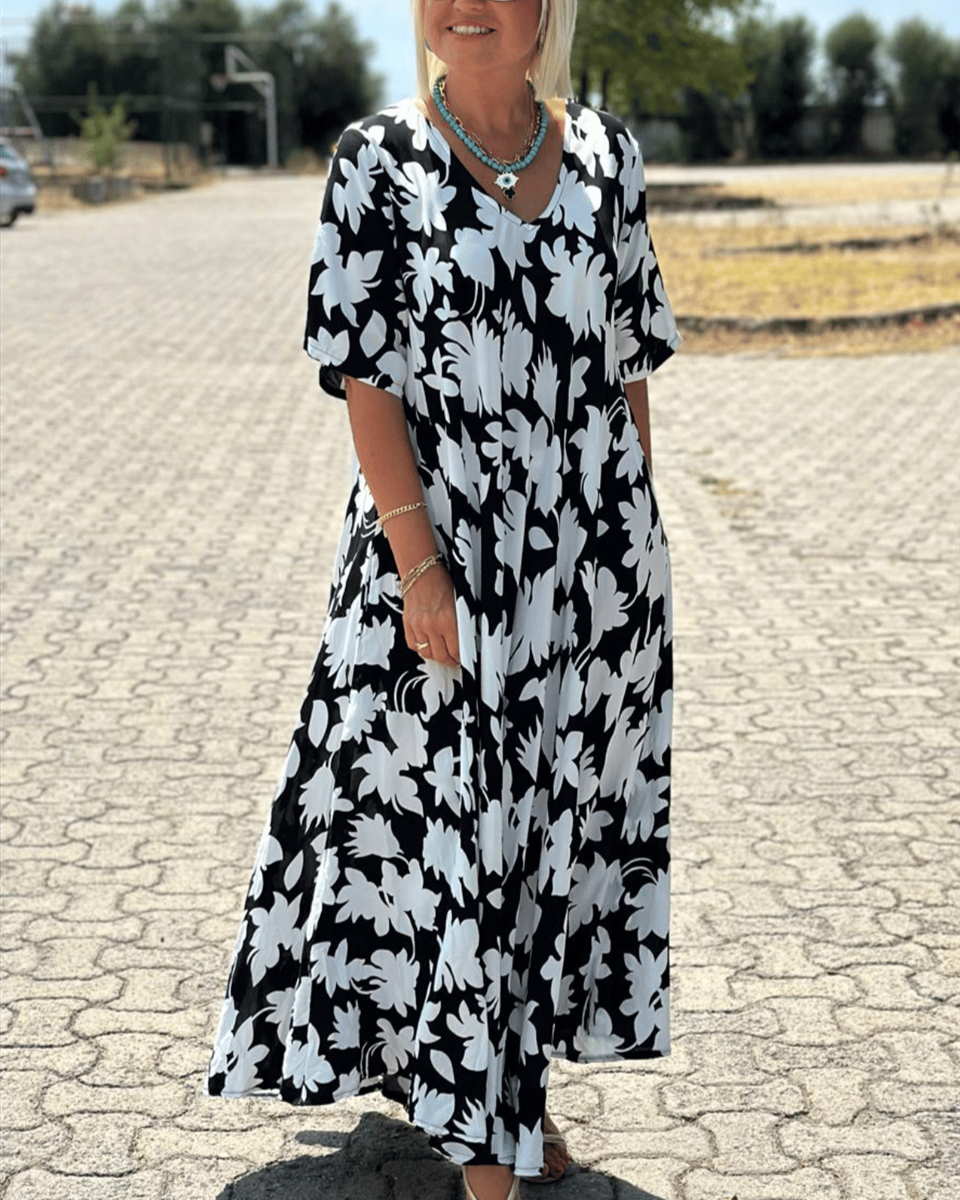 Gómez - Vestido Largo Informal Con Estampado Floral
