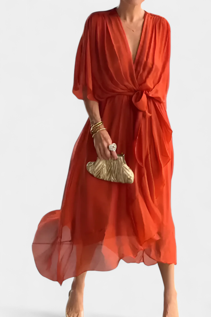 Luisa Vestido Flowy con Escote en V y Silueta Favorecedora