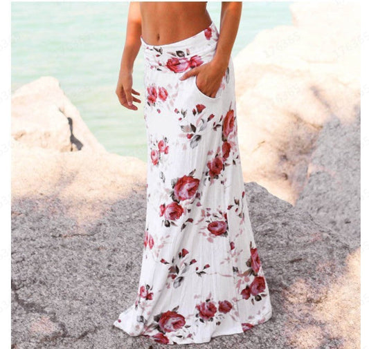 Paulina- Maxifalda floral de talle alto