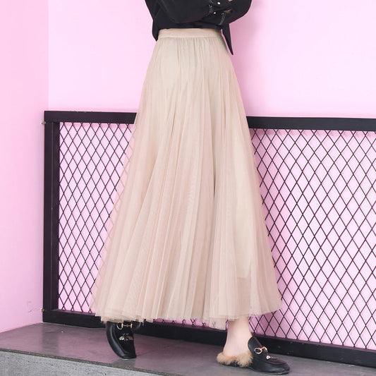 Clara - Falda larga plisada de tul elegante