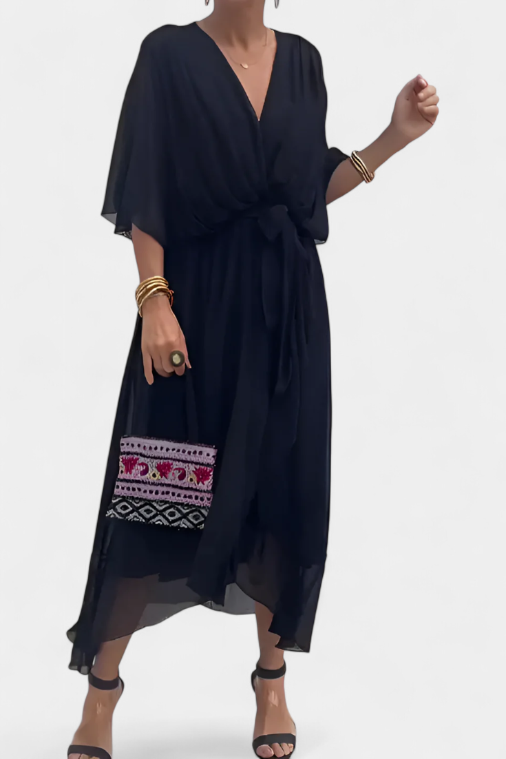 Luisa Vestido Flowy con Escote en V y Silueta Favorecedora