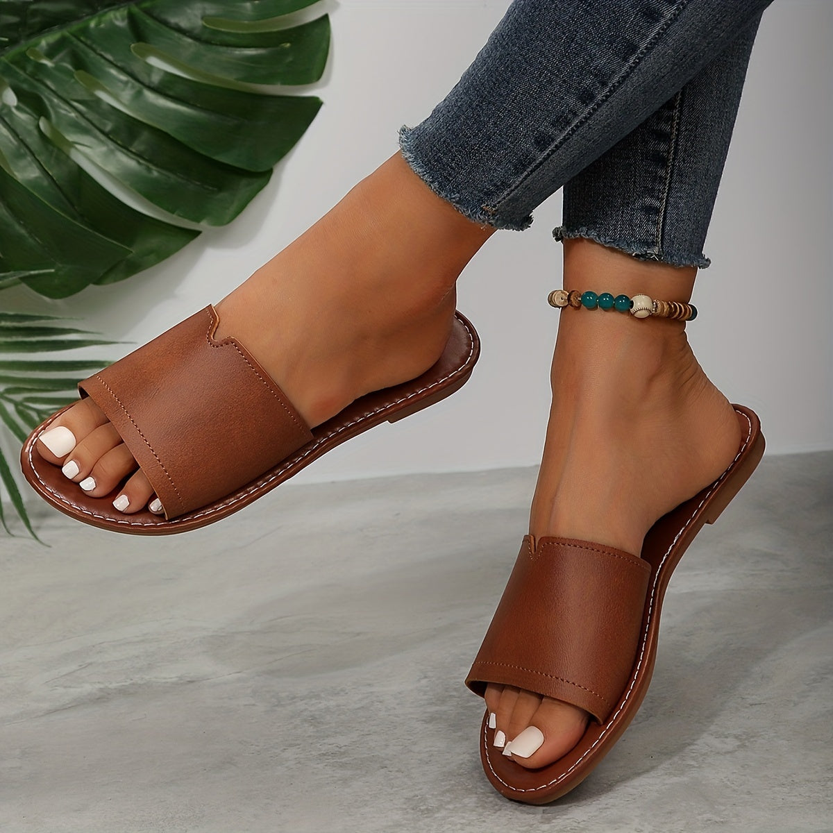 Berta | Sandalias planas de color liso