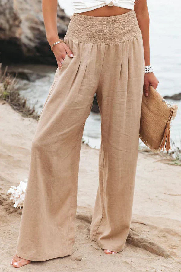 Elegantes pantalones de algodón y lino de Alexandra