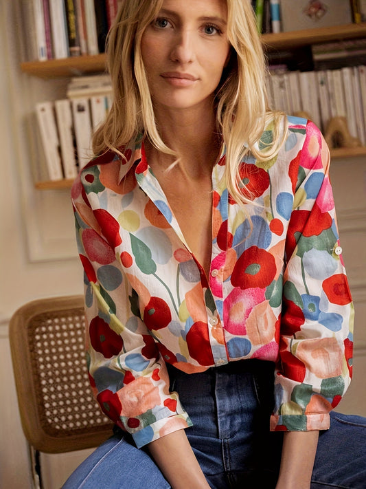 Blusa floral vibrante para mujer - Colección Riley