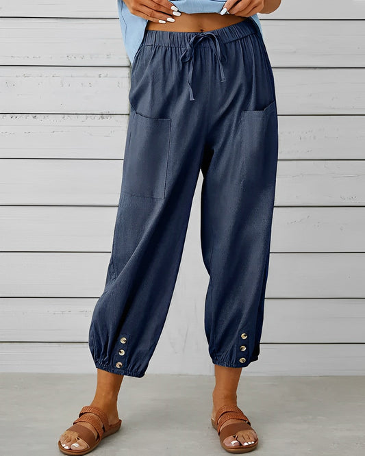 Elegantes pantalones anchos de cintura alta - MAYA