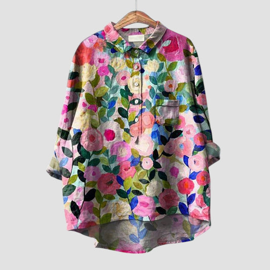 Alfonsina | Camisa oversize con estampado floral acuarela