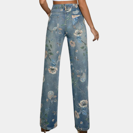 Asenka - Femeninos vaqueros con parches florales para un look juguetón