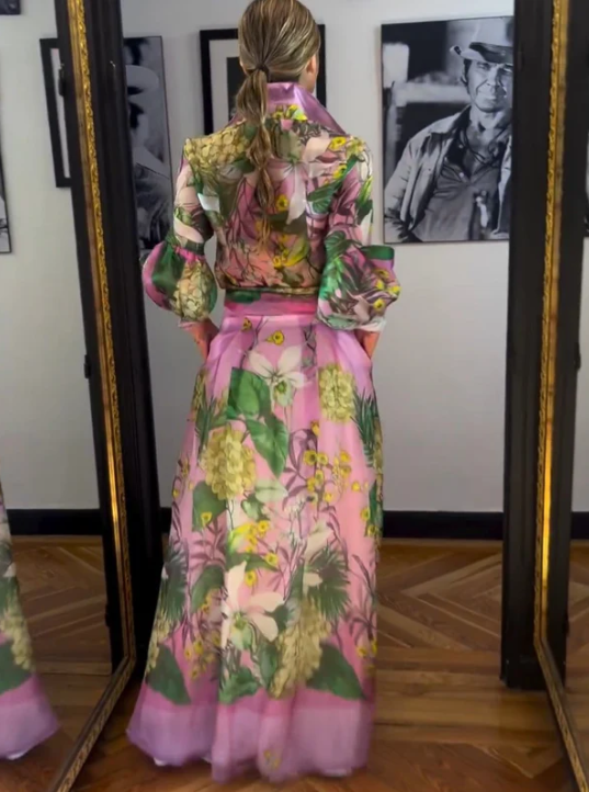 VESTIDO ELEGANTE - CINTURA FLORAL