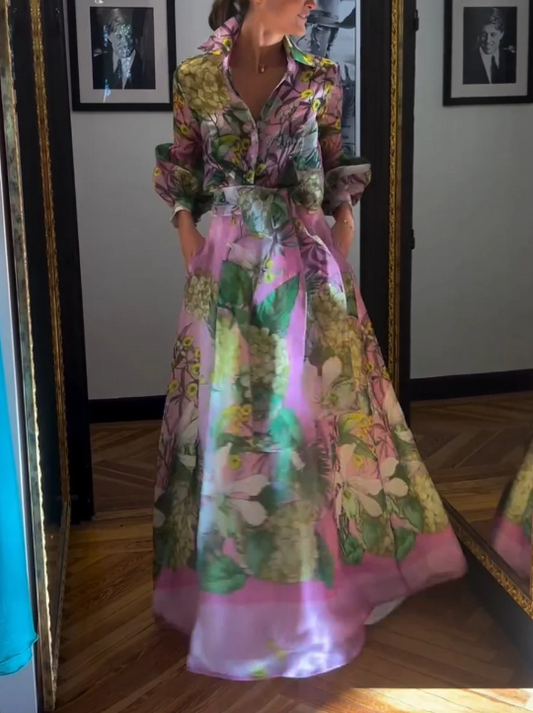 VESTIDO ELEGANTE - CINTURA FLORAL