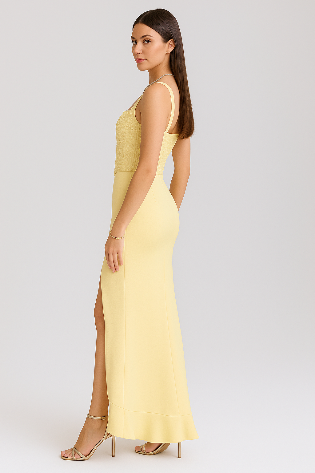 Malvina™ | Vestido corset de satén con volantes