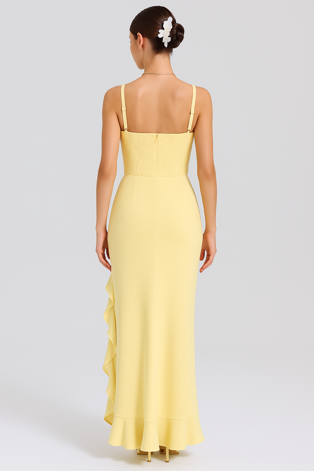 Malvina™ | Vestido corset de satén con volantes