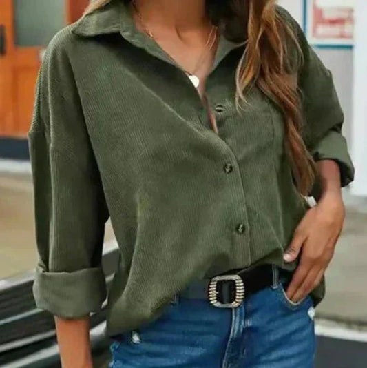 Kelsey - Elegante Blusa de Otoño Korduroy con Elegantes Botones para Señoras