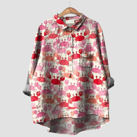 Fioretta | Camisa oversize con estampado de cangrejos coloridos