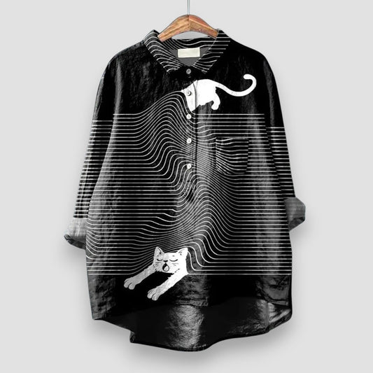 Fosca | Camisa oversize con estampado gráfico de gato