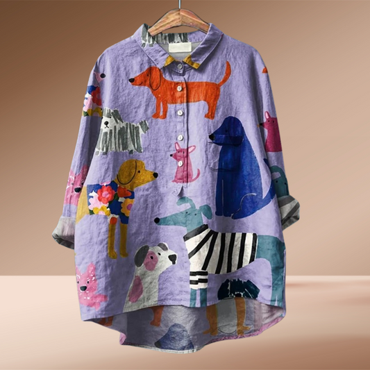 Camisa Kathrin – Estampado Perruno Divertido