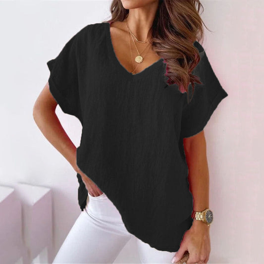 Lucy - Camiseta de lujo de manga corta y cuello en V para mujer que ofrece la máxima comodidad