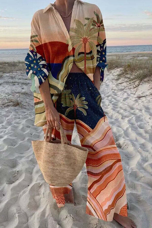 Conjunto de Lino estampado paradisiaco