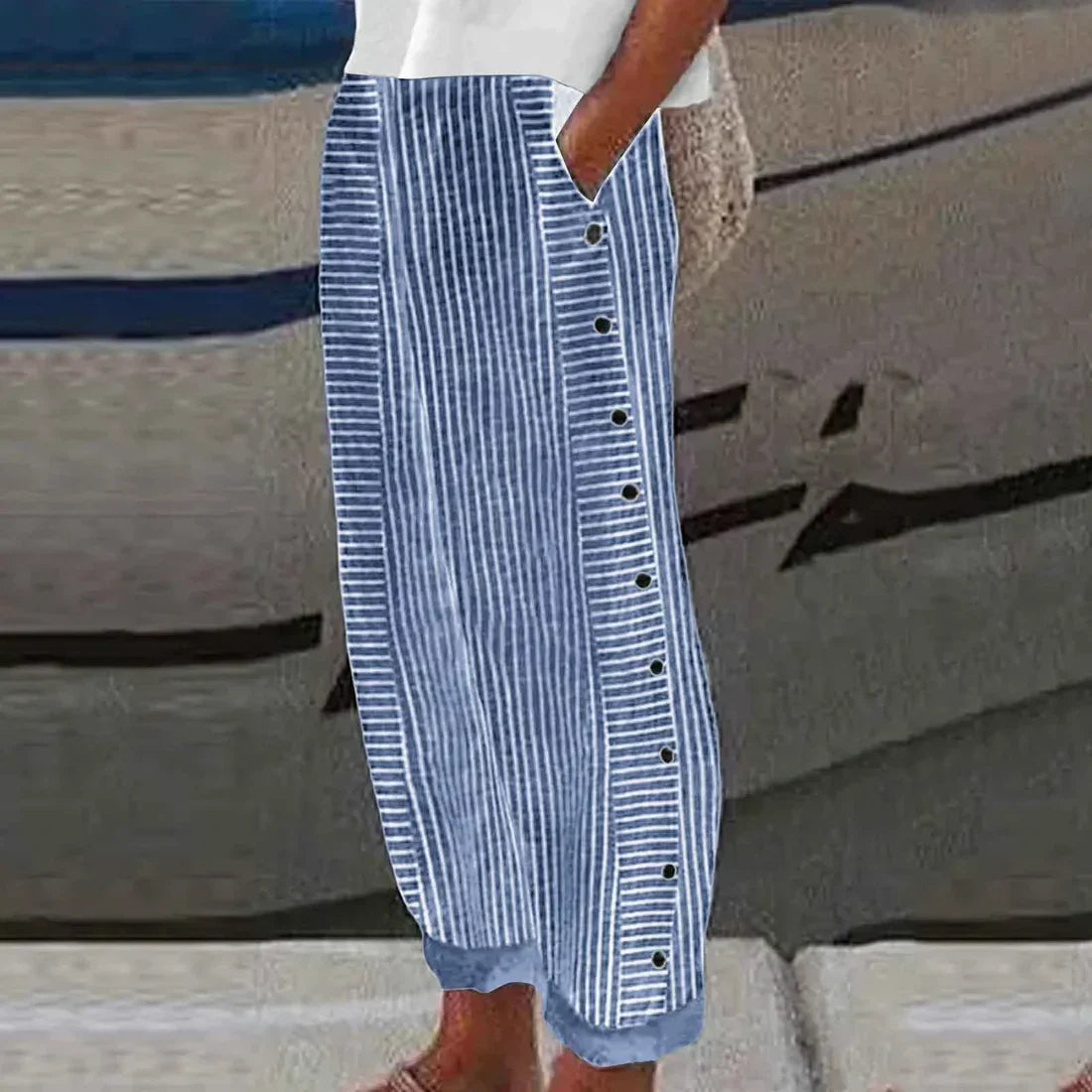 Georgia - Pantalones de verano a rayas de lujo para el máximo confort