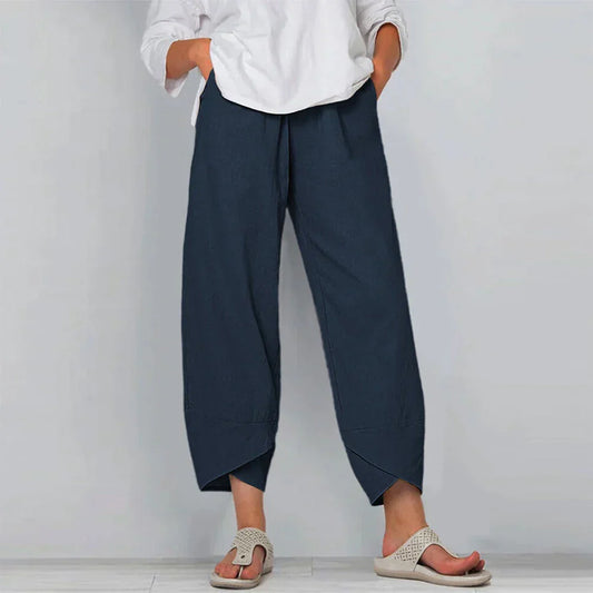 Sadie - Elegantes pantalones de lino de algodón para mujer