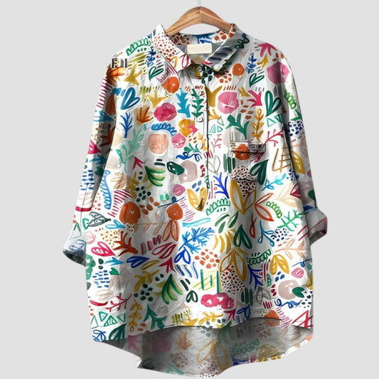 Sabrine | Camisa oversize con estampado abstracto multicolor