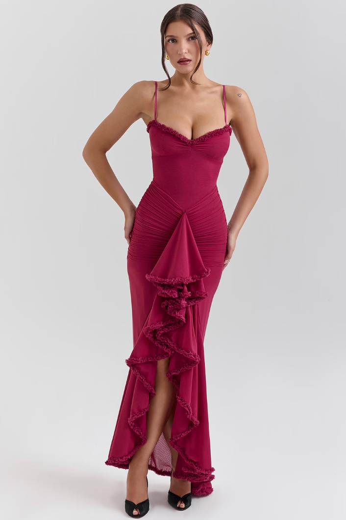 Alicia - Maxivestido con volantes y aberturas