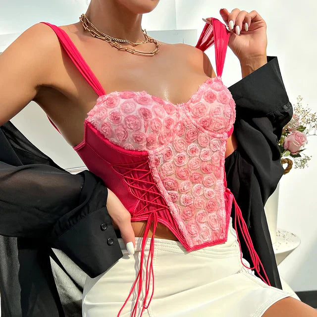 Lily - Elegante top corsé rosa para señora