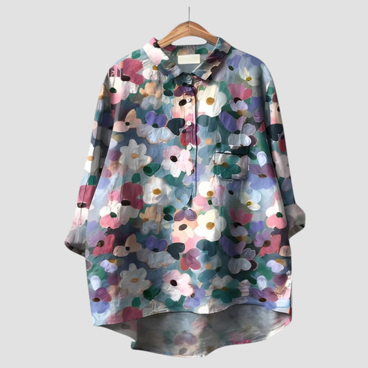 Violetta | Camisa fluida con estampado floral abstracto