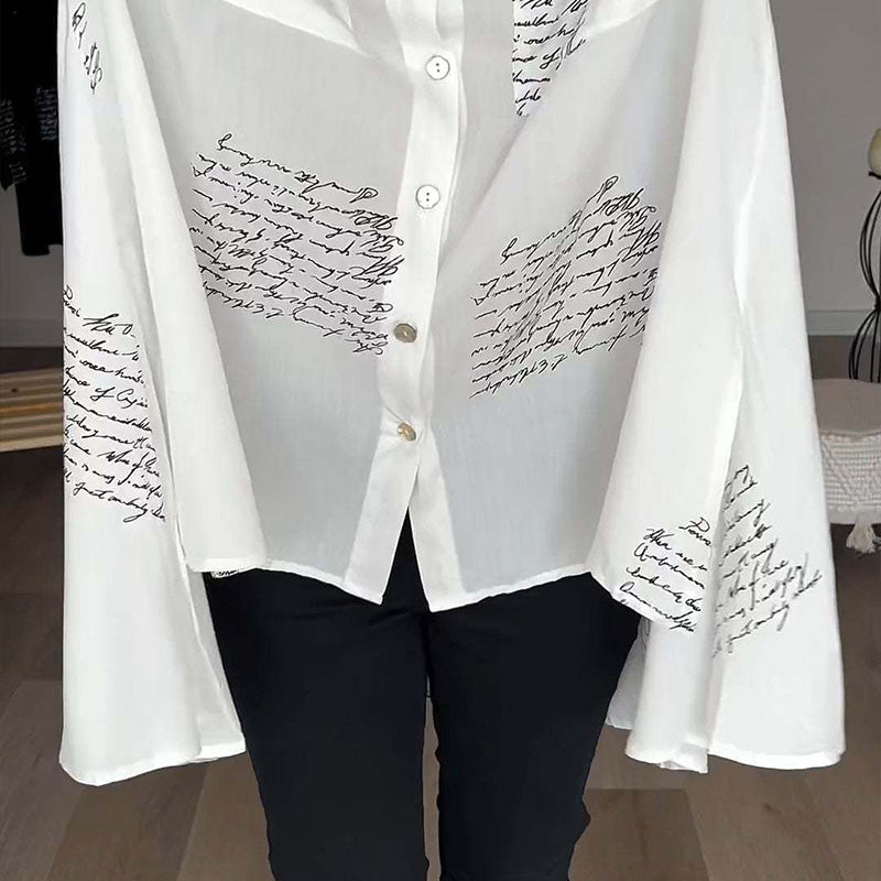 María Antonia - Camisa de manga larga con solapa y estampado