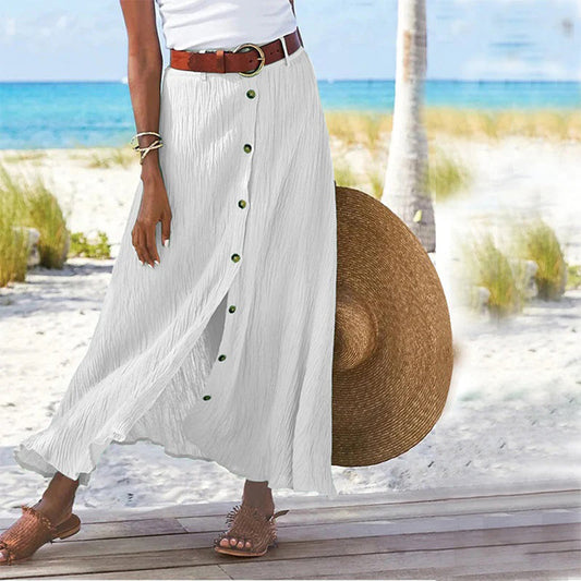LEXIE - Elegante falda maxi con detalle de botones delanteros