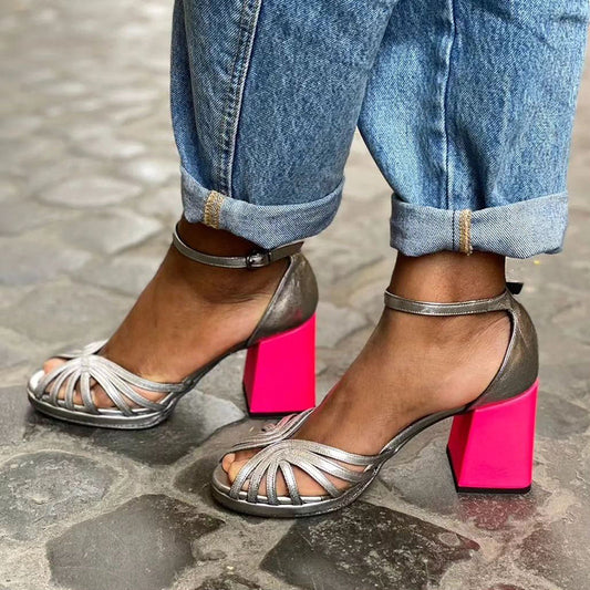 Seraphina™ | Sandalias de tacón cuadrado brillantes