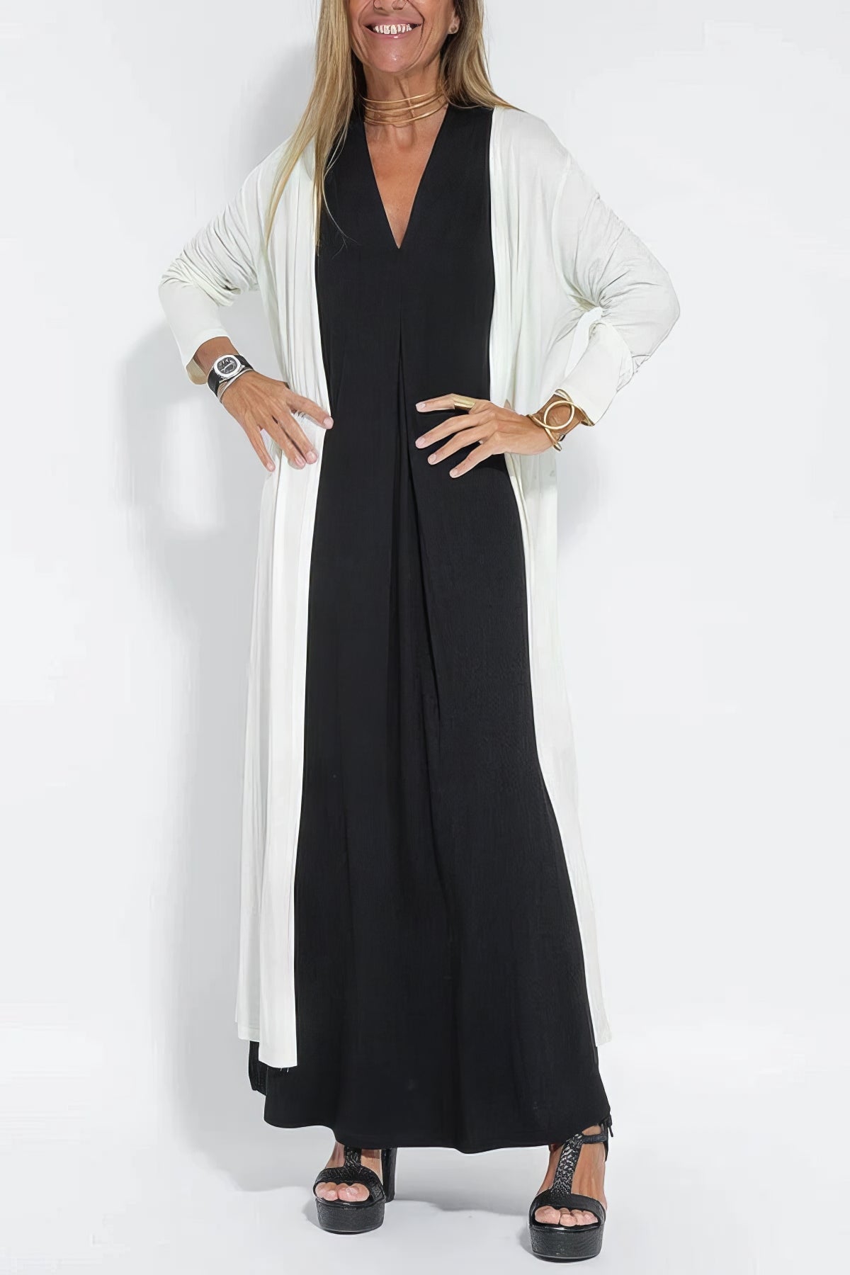 Vestido elegante con chaleco a juego